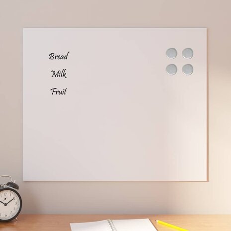 Magneetbord voor aan de wand 60x50 cm gehard glas wit 1