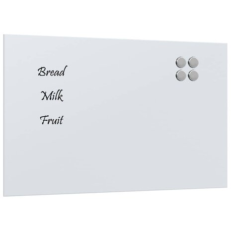 Magneetbord voor aan de wand 80x50 cm gehard glas wit 2