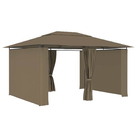 Tuinpaviljoen met gordijnen 180 g/m² 4x3 m taupe 3