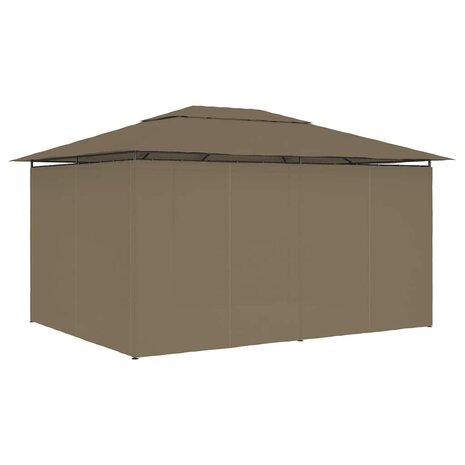 Tuinpaviljoen met gordijnen 180 g/m² 4x3 m taupe 4