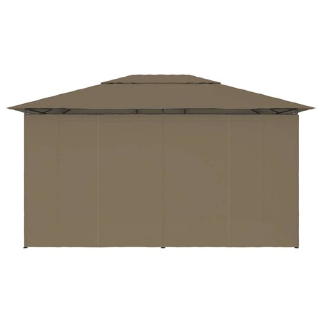 Tuinpaviljoen met gordijnen 180 g/m² 4x3 m taupe 5