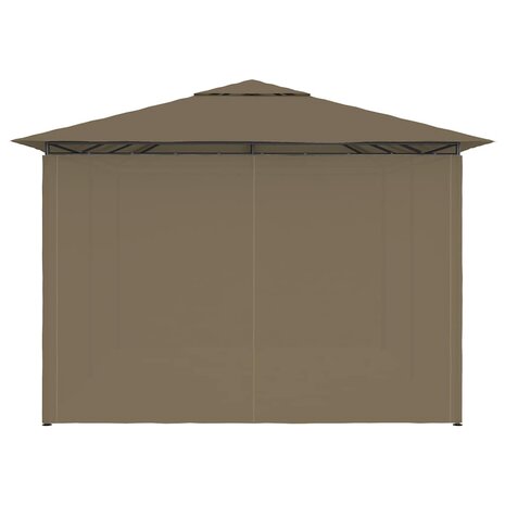 Tuinpaviljoen met gordijnen 180 g/m² 4x3 m taupe 6