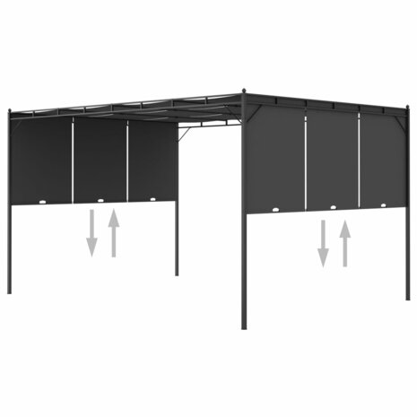 Tuinprieel met zijgordijn 4x3x2,25 m antraciet 6