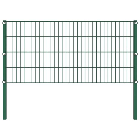 Schuttingpaneel met palen 15,3x0,8 m ijzer groen 2