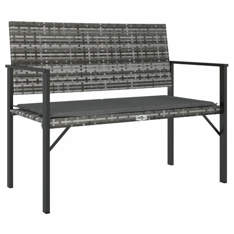 Tuinbank 2-zits met kussen poly rattan grijs 2