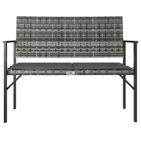Tuinbank 2-zits met kussen poly rattan grijs 3