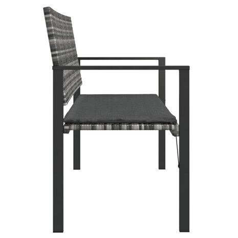 Tuinbank 2-zits met kussen poly rattan grijs 4