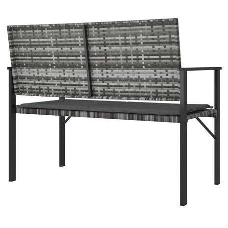 Tuinbank 2-zits met kussen poly rattan grijs 5