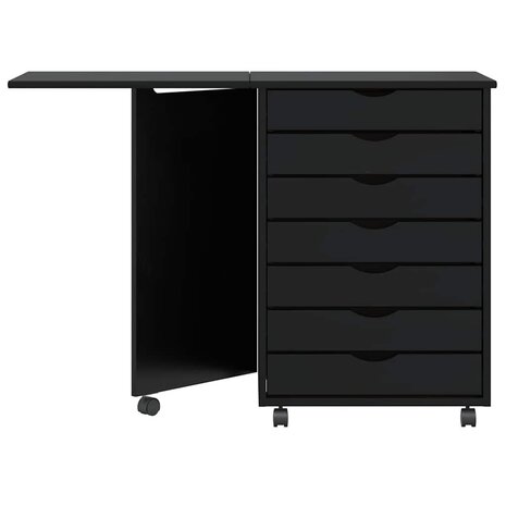 Rolkast met bureau MOSS massief grenenhout zwart 3