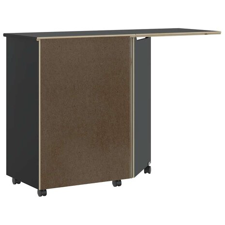 Rolkast met bureau MOSS massief grenenhout zwart 5
