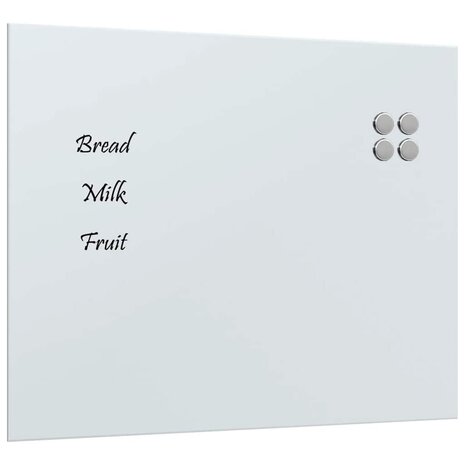 Magneetbord voor aan de wand 50x40 cm gehard glas wit 2