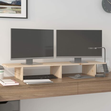 Monitorstandaard 100x27x15 cm massief grenenhout 1