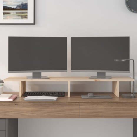 Monitorstandaard 100x27x15 cm massief grenenhout 3