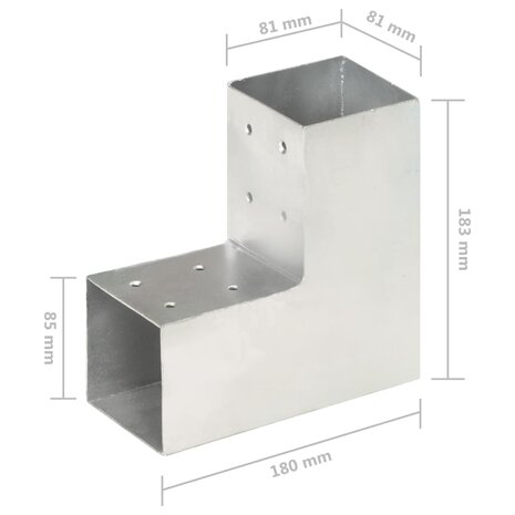 Paalverbindingen 4 st L-vorm 81x81 mm gegalvaniseerd metaal 7