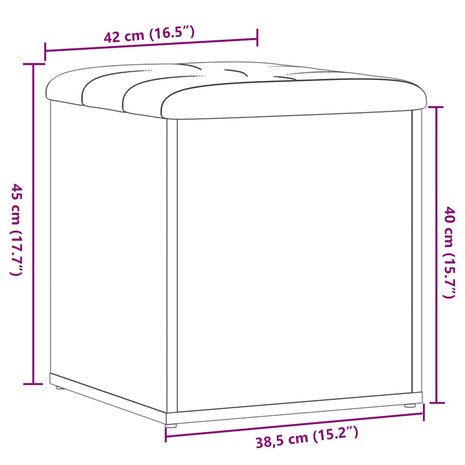 Opbergbank 42x42x45 cm bewerkt hout oud houtkleurig 9