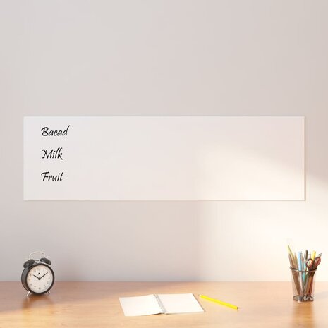 Magneetbord voor aan de wand 100x30 cm gehard glas wit 1