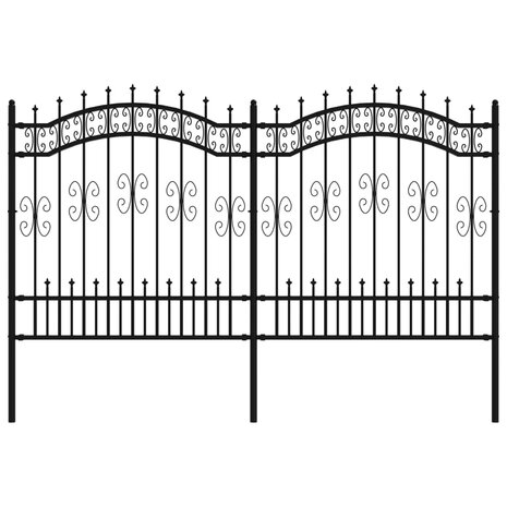 Tuinhek met spijlpunten 165 cm gepoedercoat staal zwart 2