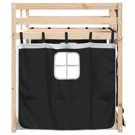 Stapelbed met gordijnen 90x190 cm grenenhout wit en zwart 5