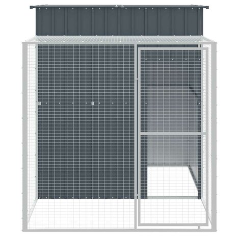 Kippenhok met ren 165x251x181 cm gegalvaniseerd staal antraciet 3