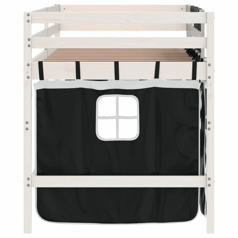 Kinderhoogslaper met gordijnen 80x200 cm massief grenenhout 8