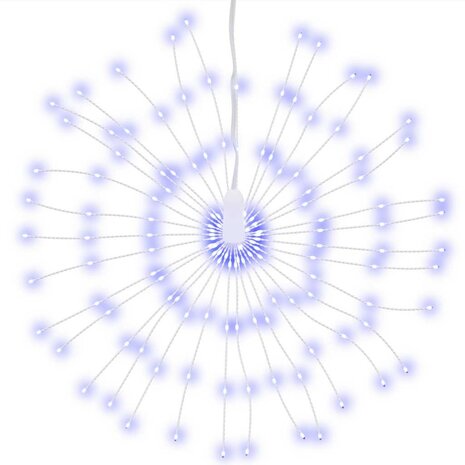Kerstverlichting vuurwerk 140 blauwe LED&apos;s 17 cm 2