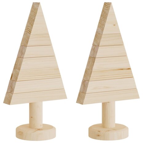 Kerstdecoraties kerstboom 2 st 30 cm massief grenenhout 2