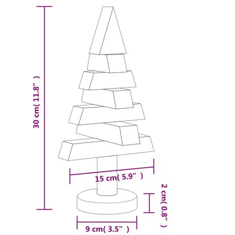 Kerstdecoraties kerstboom 2 st 30 cm massief grenenhout 9