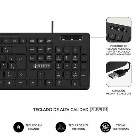 Toetsenbord en muis Subblim SUBKBC-CSSK01 Zwart QWERTY 4