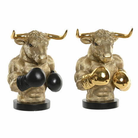 Decoratieve figuren Home ESPRIT Zwart Gouden Stier 25,5 X 24,5 X 33,5 CM (2 Stuks) 1