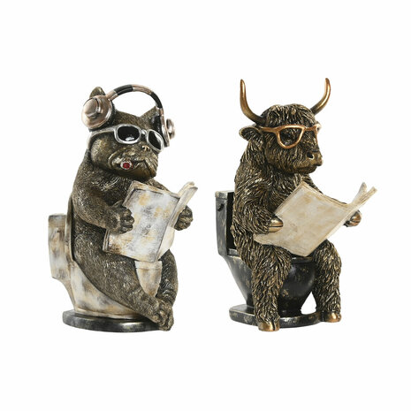 Decoratieve figuren Home ESPRIT Gouden Zilverkleurig 14,5 X 11 X 20,5 CM (2 Stuks) 1