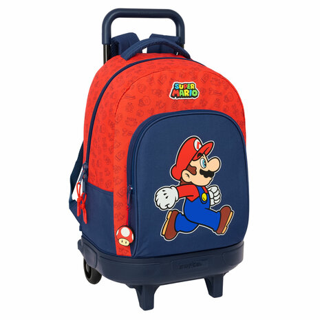Schoolrugzak met Wielen Super Mario Trick Rood Donkerblauw 33 x 45 x 22 cm 1