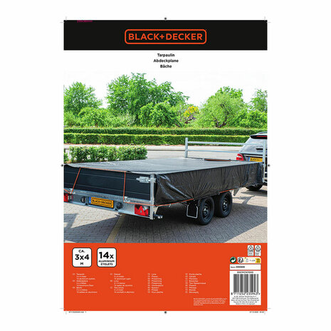 Aanhangwagenhoes Black & Decker Zwart 3 x 4 m 5