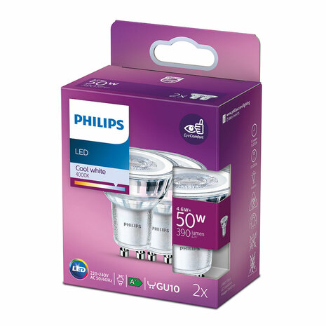 LED Lamp Philips 4,6 W GU10 390 lm F A++ (4000K) (4000 K) 3