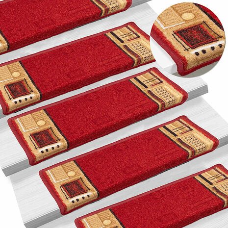 Trapmatten zelfklevend 5 st 65x21x4 cm rood 5