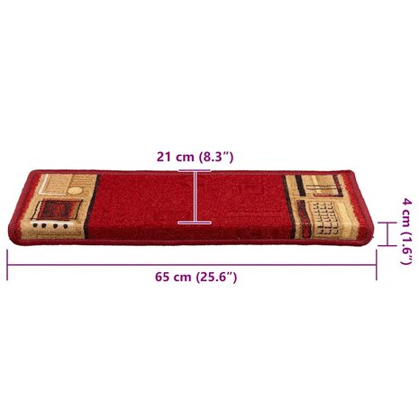 Trapmatten zelfklevend 5 st 65x21x4 cm rood 8