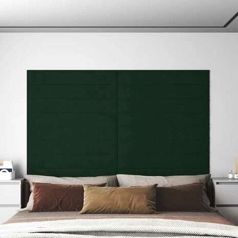 Wandpanelen 12 st 1,62 m² 90x15 cm fluweel donkergroen 1