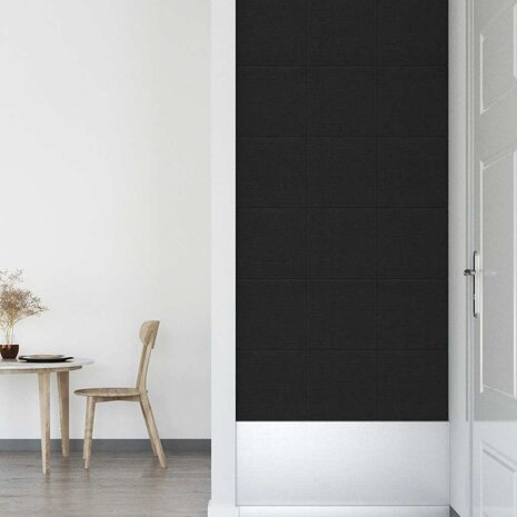 Wandpanelen 12 st 1,08 m² 30x30 cm stof zwart 6
