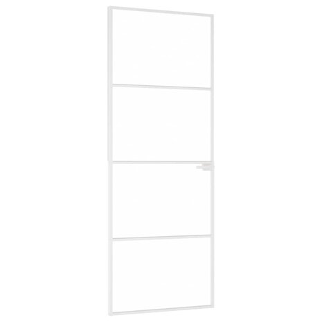 Binnendeur 76x201,5 cm gehard glas en aluminium smal wit 2