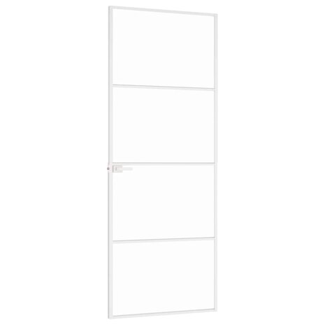 Binnendeur 76x201,5 cm gehard glas en aluminium smal wit 4