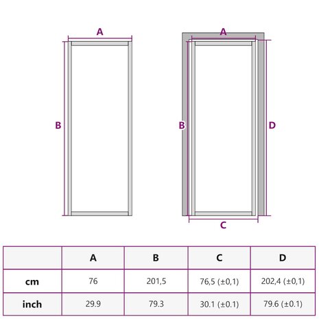 Binnendeur 76x201,5 cm gehard glas en aluminium smal wit 9