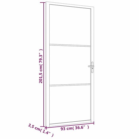 Binnendeur 93x201,5 cm matglas en aluminium wit 6