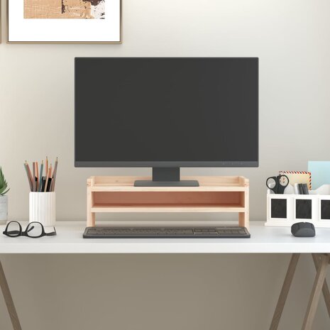Monitorstandaard 50x24x16 cm massief grenenhout 1