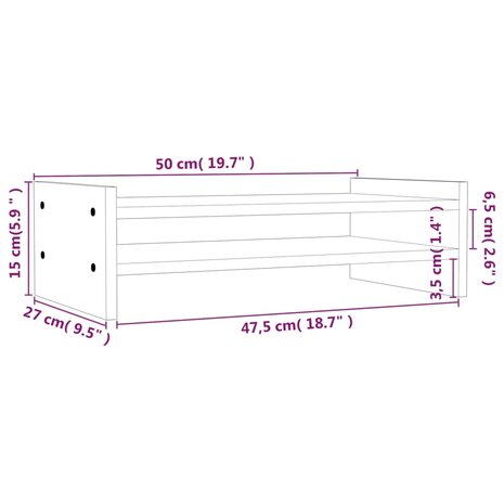 Monitorstandaard 50x27x15 cm massief grenenhout 8