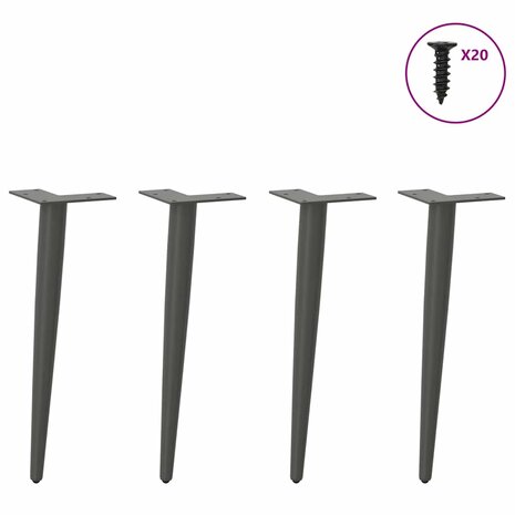 Salontafelpoten conische vorm 4 st 42-43 cm staal antraciet 3