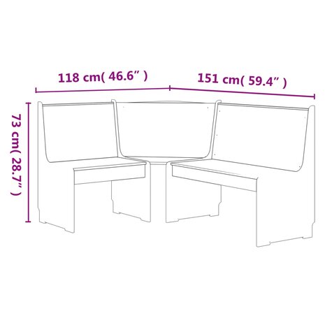 Hoekbank REINE 151 cm massief grenenhout honingbruin en wit 5