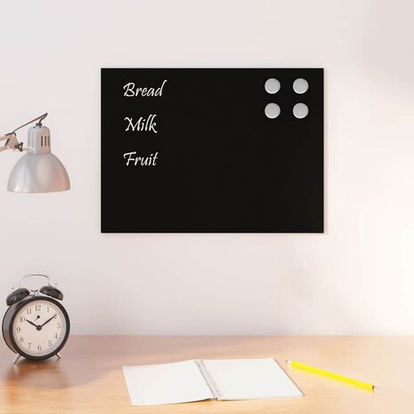 Magneetbord voor aan de wand 40x30 cm gehard glas zwart 1