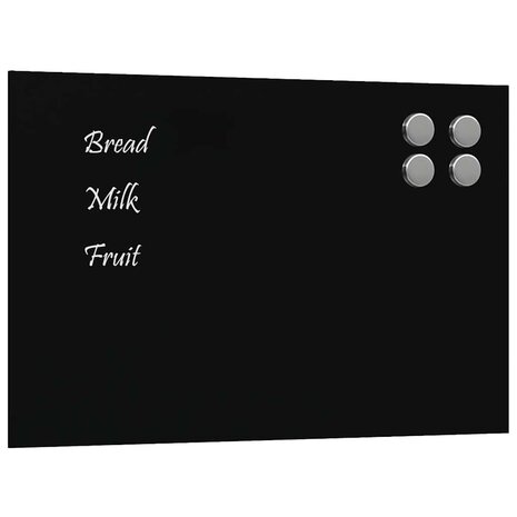 Magneetbord voor aan de wand 40x30 cm gehard glas zwart 2