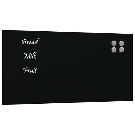 Magneetbord voor aan de wand 60x30 cm gehard glas zwart 2