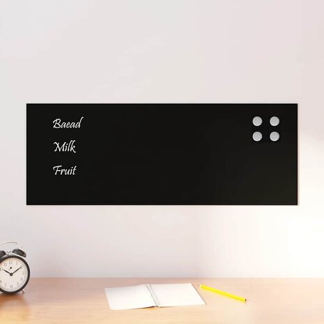 Magneetbord voor aan de wand 80x30 cm gehard glas zwart 1