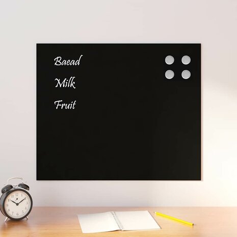 Magneetbord voor aan de wand 60x50 cm gehard glas zwart 1